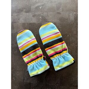 Thinsulate Women's Blue Striped Colorful Warm Fleece Mittens Winter Snow Ski